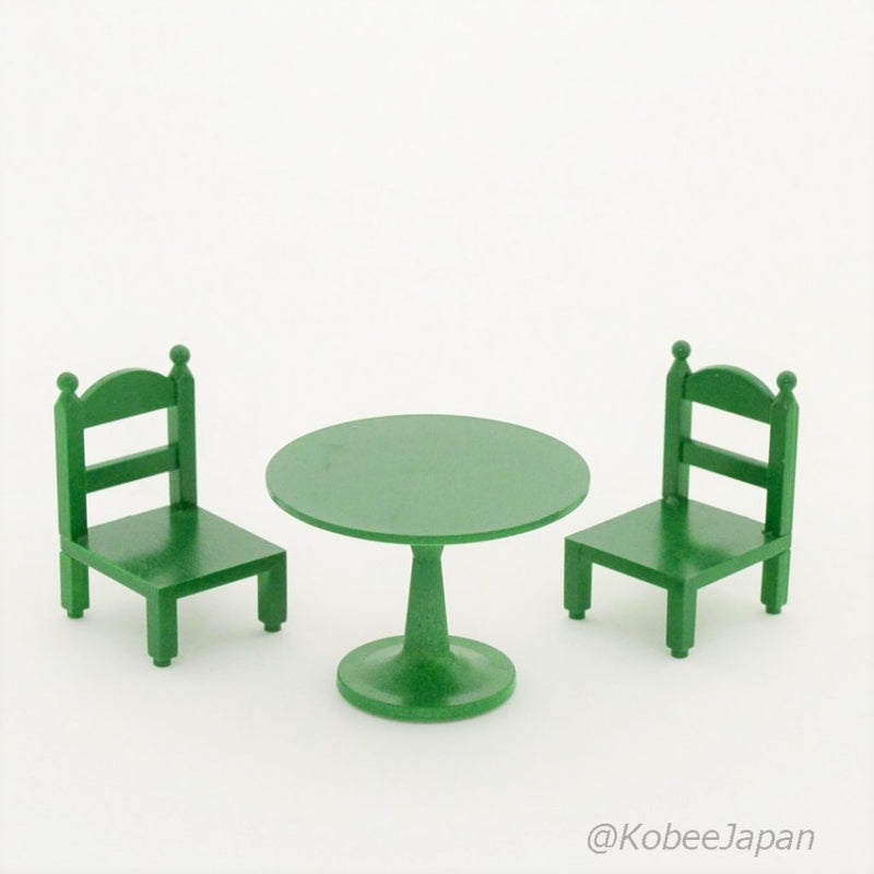 GREEN ROUND TABLE SET KA-02 Retired Epoch Japan Sylvanian Families