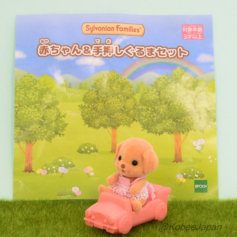 BABY TOYPOODLE AND PINK PUSH ALONG CAR SET Epoch Sylvanian Families