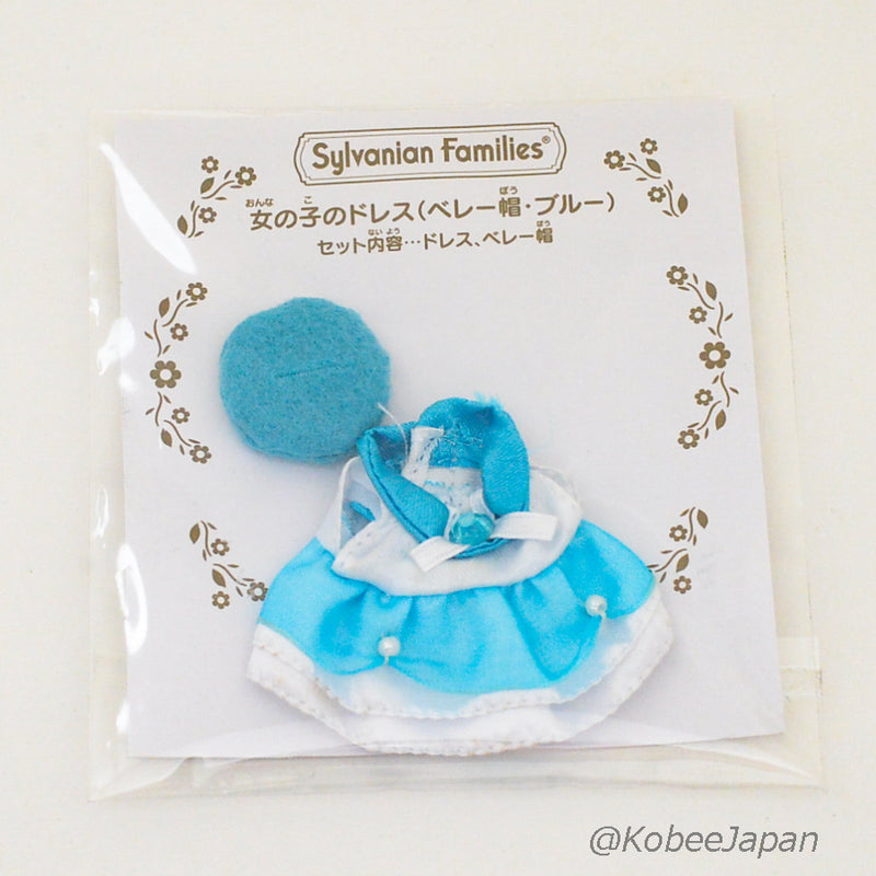 Vestido azul de la niña con un Beret Fan Club Japan Calico Critters