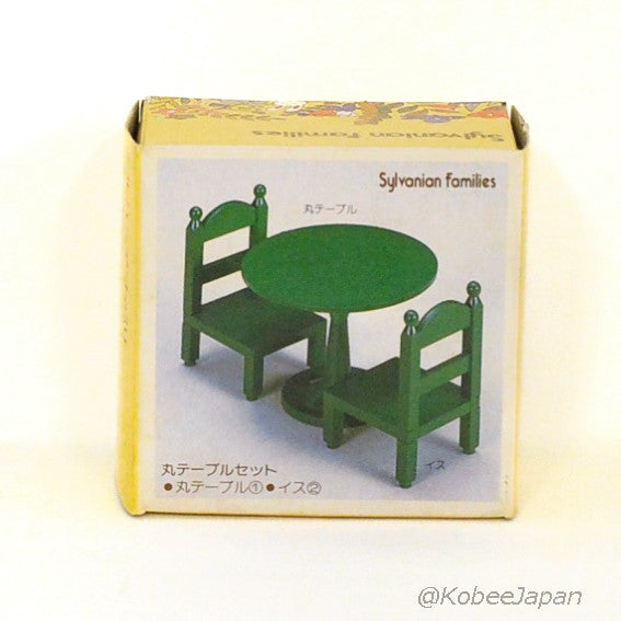 GREEN ROUND TABLE SET KA-02 Retired Epoch Japan Sylvanian Families