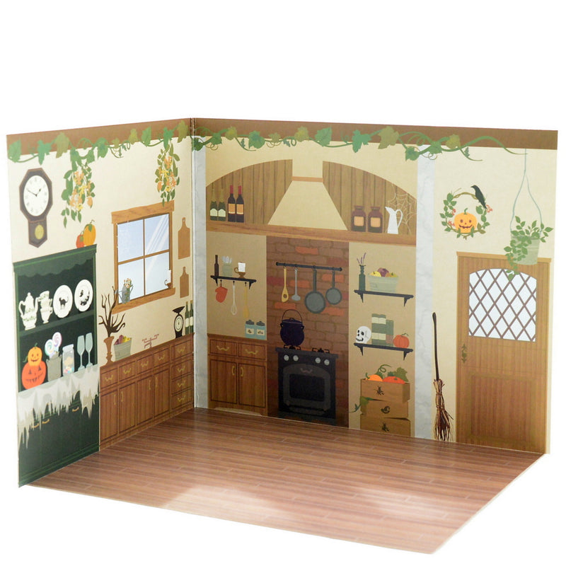 HALLOWEEN BACKGROUND BOARD 2. KITCHEN & DECORATED HOUSE Japan Seria