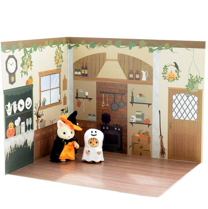 HALLOWEEN BACKGROUND BOARD 2. KITCHEN & DECORATED HOUSE Japan Seria