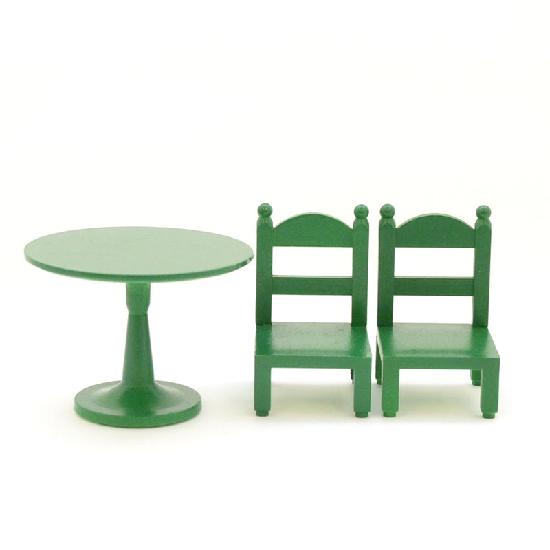 [Used] GREEN ROUND TABLE SET KA-02 Retired Epoch Japan Sylvanian Families