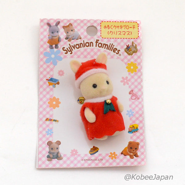 MILK RABBIT BABY CHRISTMAS SANT BROOCH Epoch Japan Calico Sylvanian Families