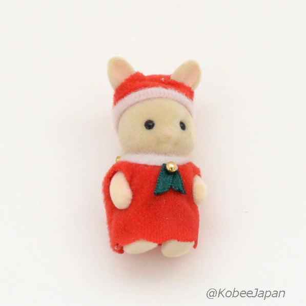 MILK RABBIT BABY CHRISTMAS SANT BROOCH Epoch Japan Calico Sylvanian Families