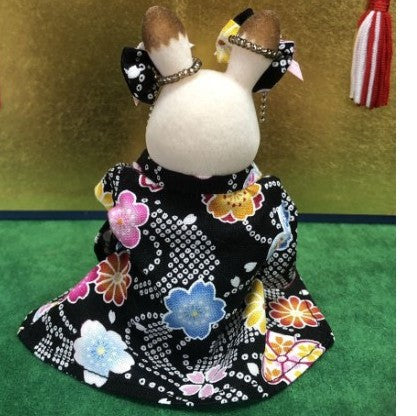HANDMADE KIMONO FOR MOTHER BLACK FLORAL Japan handmade