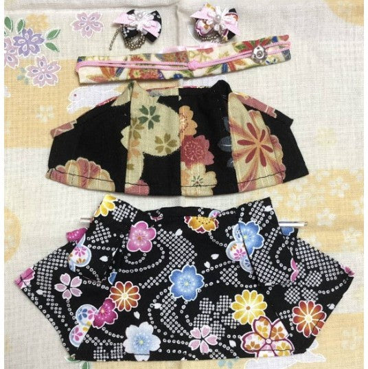 HANDMADE KIMONO FOR MOTHER BLACK FLORAL Japan handmade