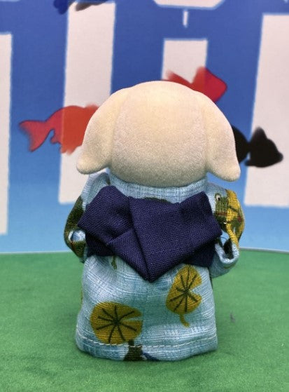 Yukata for Father Light Blue with Flog Pattern Handmade