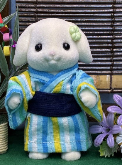 Yukata for Father Light Blue with Stripe Pattern Handmade