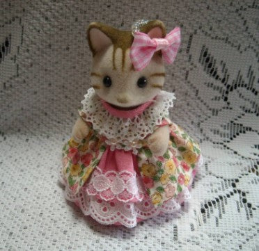 Pink Colorful Small Flower Overskirt Dress Handmade