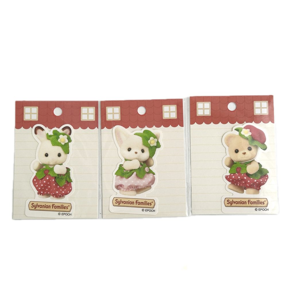 Set de trois autocollants Bébé Fraise Familles Sylvanian Calico Critters