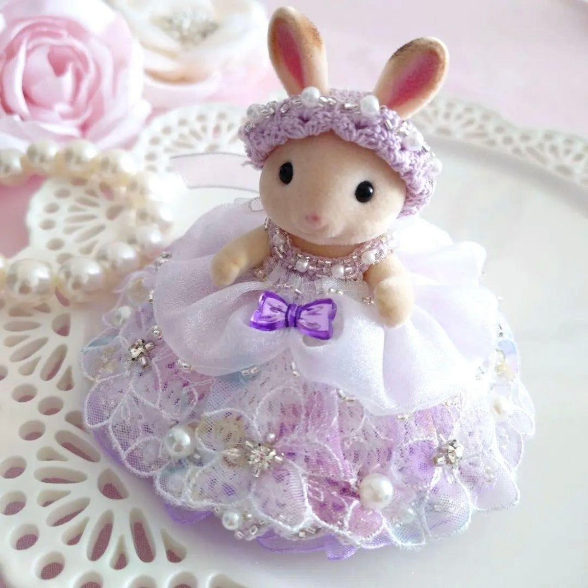 Purple Lace Tiered Dress Handmade