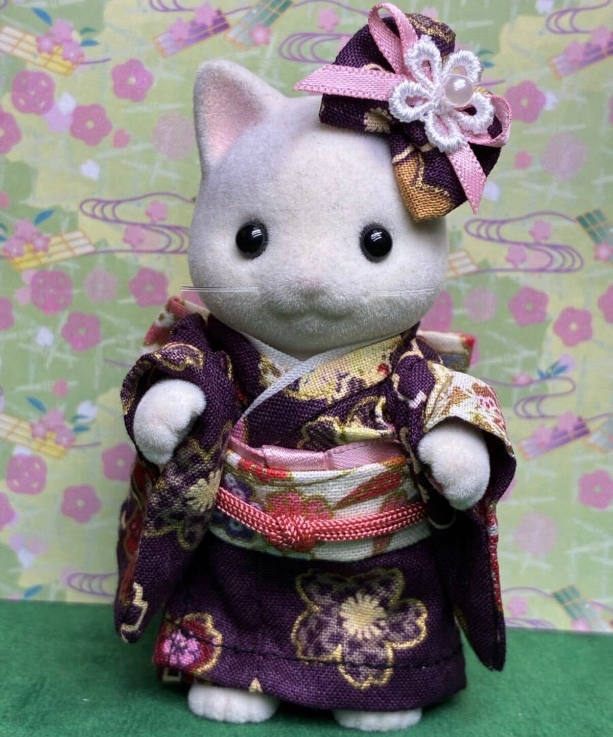 Purple Floral Kimono Set for Mother Handmade
