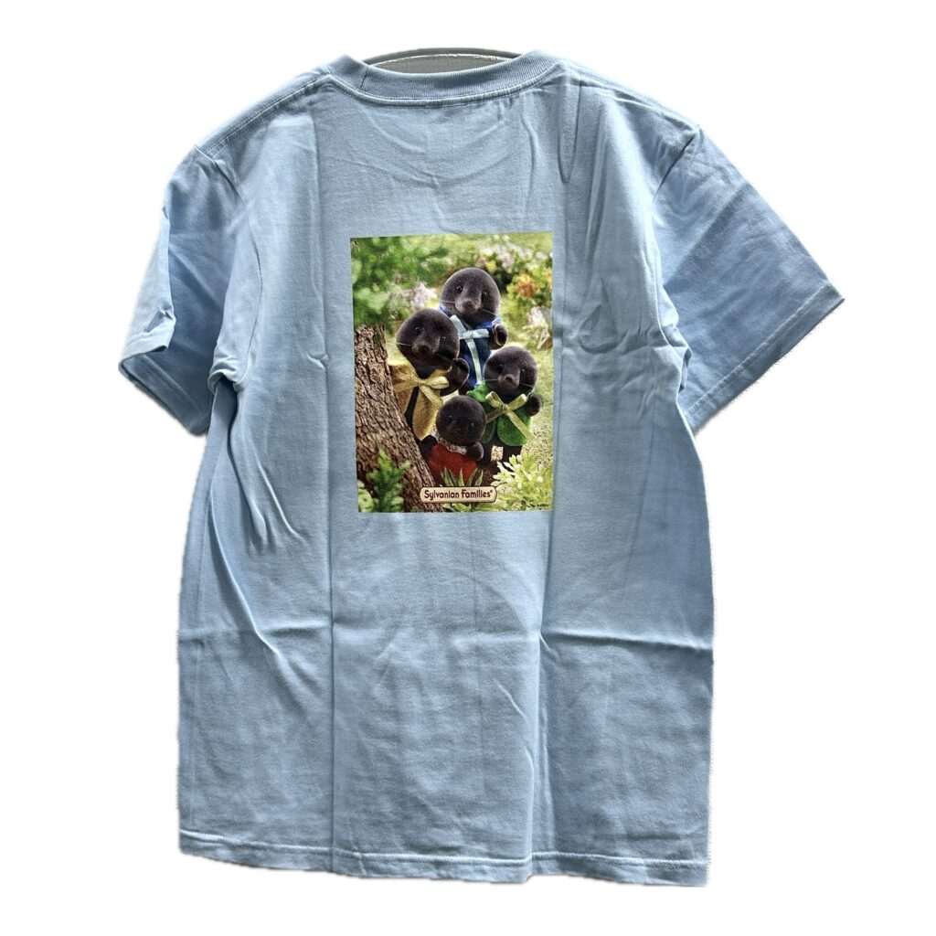 Mole Family Ambassador T-Shirt (Back Print) Baby Blue XS Amazon Original Sylvanian Families Calico Critters