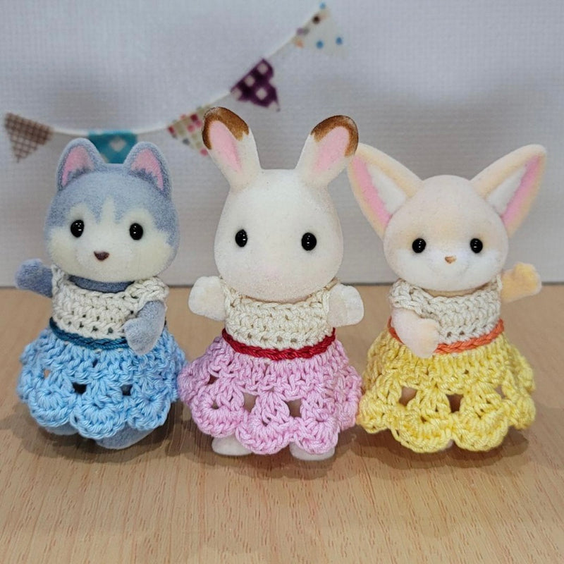 HANDMADE FLOWER DRESS 3pcs SET FOR GIRLS Epoch Japan Sylvanian Families