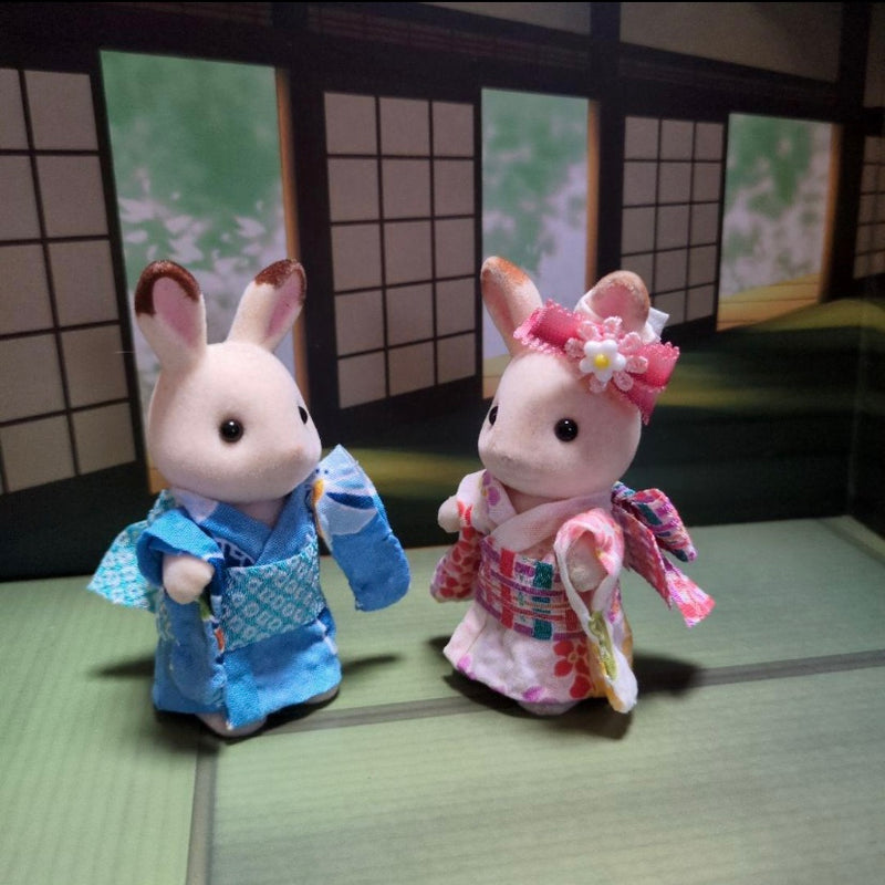 HANDMADE FAMILY YUKATA SET Calico Clitters Epoch Japan Sylvanian Families