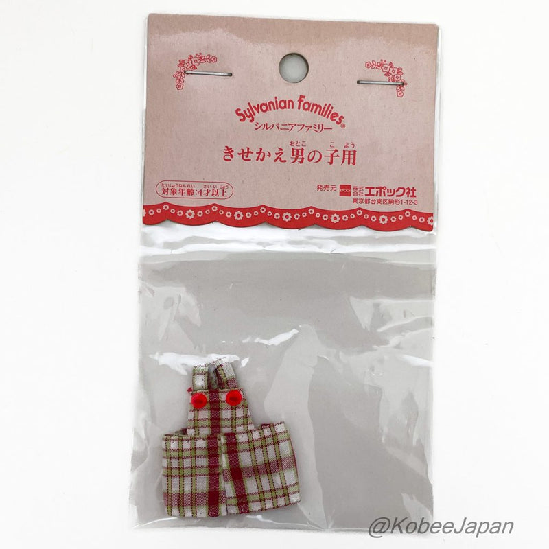 RED CHECKED OVERALL FOR BOY Epoch Japan Sylvanian Families