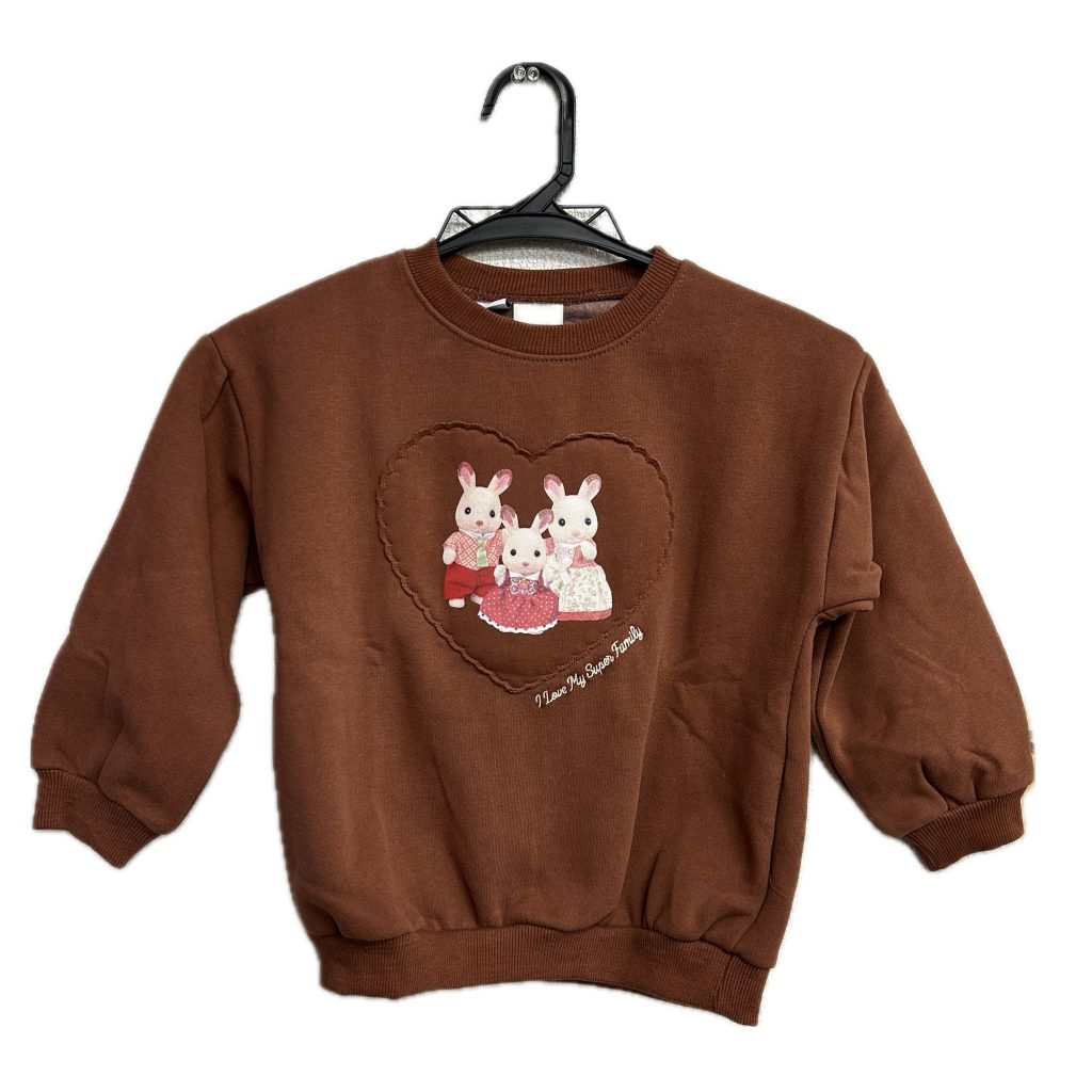 سويت شيرت للأطفال بطبعة رقعة أرنب شوكولاتة من ZARA مقاس 104cm Sylvanian Families Calico Critters