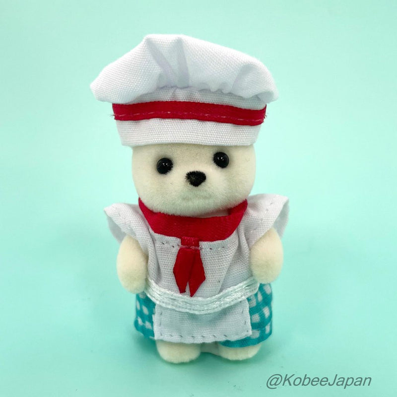 FOREST KITCHEN BABY POLAR WHITE BEAR WAITRESS BLUE Japan Sylvanian Families