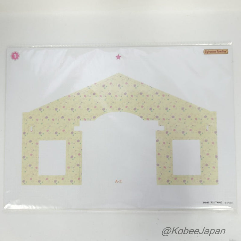 WALLPAPER FOR BIG TOWN HOUSE WITH RED ROOF FLOWER PATTERN  Sylvanian Families