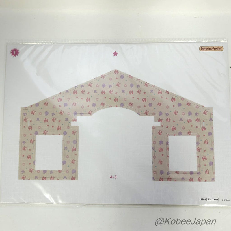 WALLPAPER FOR BIG TOWN HOUSE WITH RED ROOF SET POP PATTERN Sylvanian Families