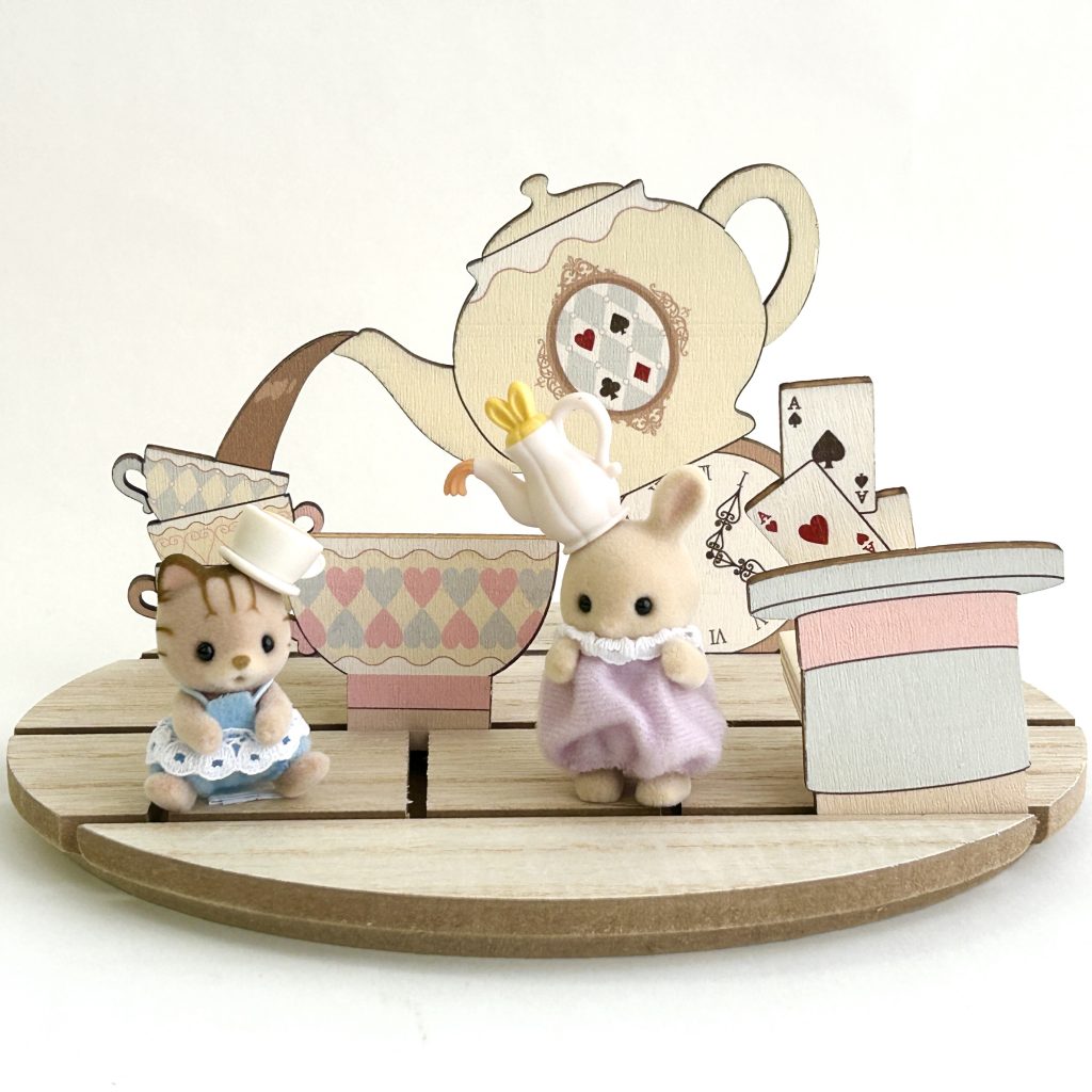 Wooden Stand Board Whimsical Tea Party Natural Kitchen