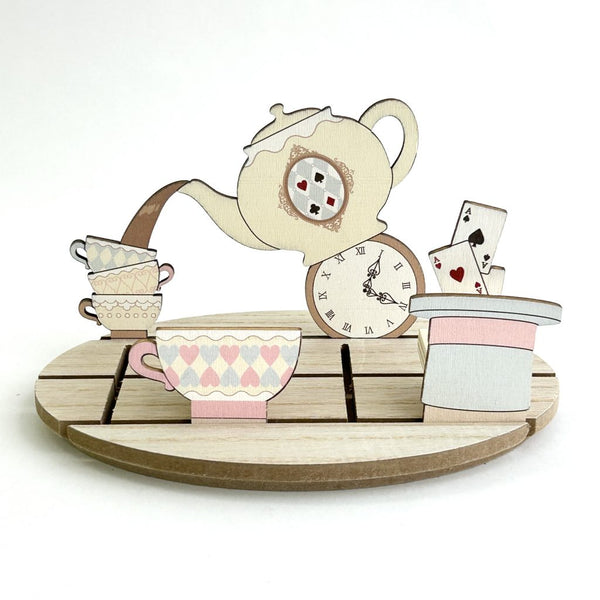 Natural Kitchen Wooden Stand Board Whimsical Tea Party