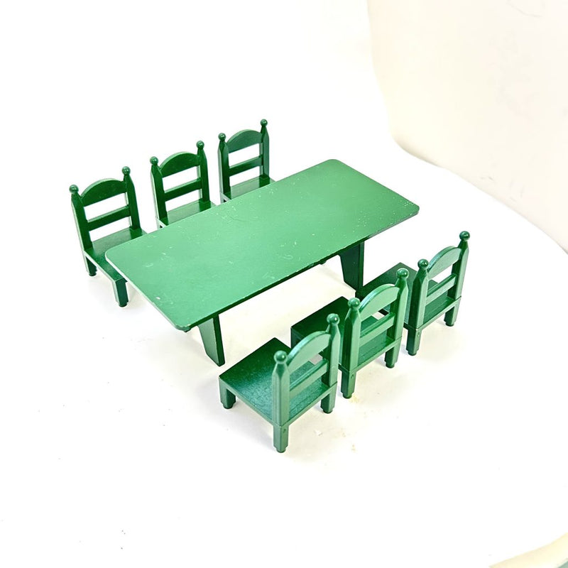 [Used] GREEN FAMILY TABLE & CHAIRS KA-27 Vintage Sylvanian Families