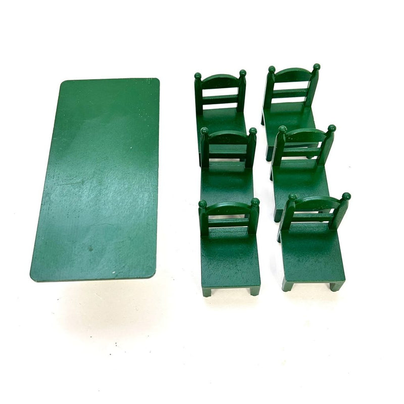 [Used] GREEN FAMILY TABLE & CHAIRS KA-27 Vintage Sylvanian Families