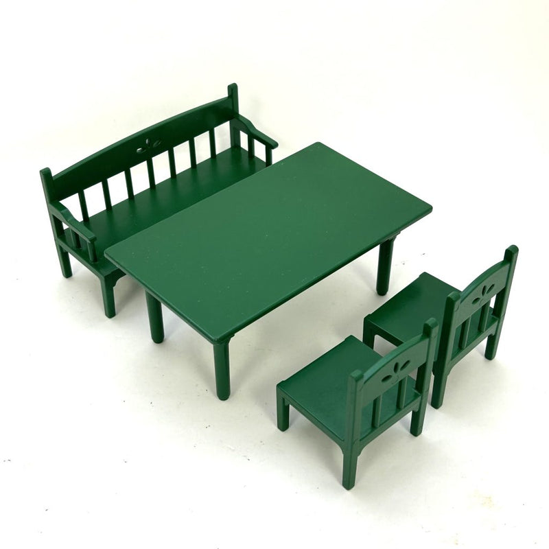 [Used] GREEN DINING TABLE SET KA-98 Epoch Japan Sylvanian Families