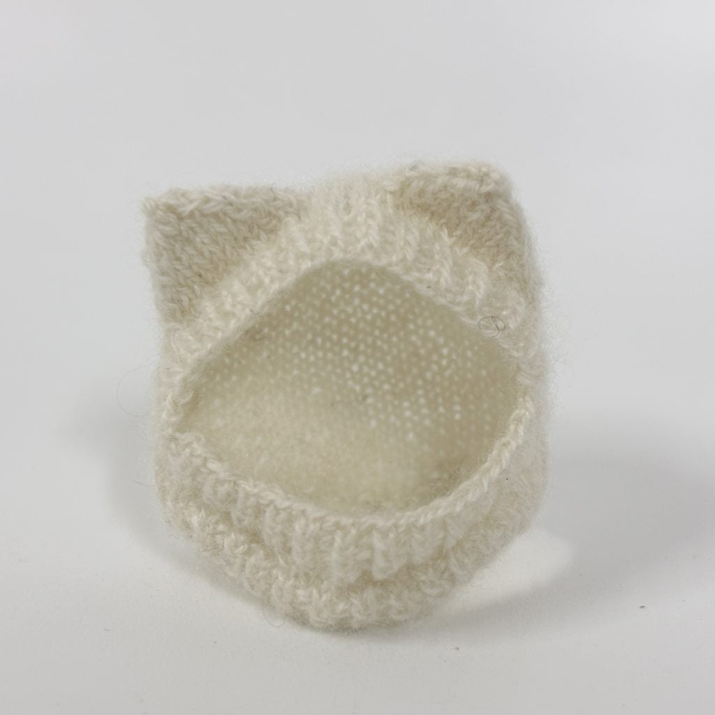 Knitted Cat Ear Hood White Handmade