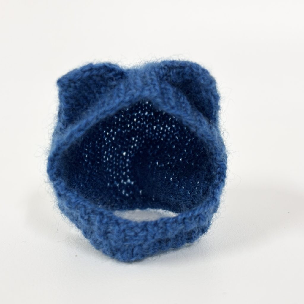 Knitted Cat Ear Hood Blue Handmade