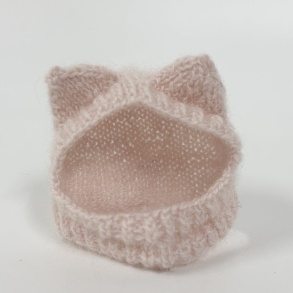 Knitted Cat Ear Hood Pink Handmade