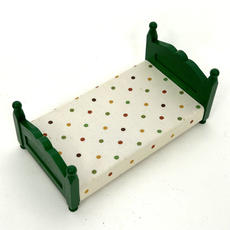 [Used] GREEN BED (L) POLKA DOTS WHITE KA-07 Japan Sylvanian Families