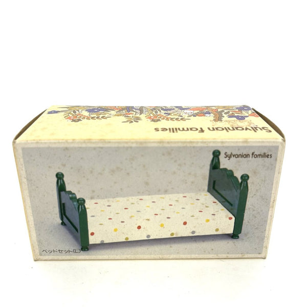 [Used] GREEN BED (L) POLKA DOTS WHITE KA-07 Japan Sylvanian Families