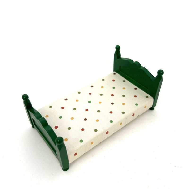 [Used] GREEN BED (L) POLKA DOTS WHITE KA-07 Japan Sylvanian Families