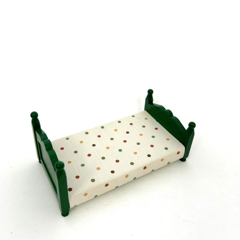 [Used] GREEN BED (L) POLKA DOTS WHITE KA-07 Japan Sylvanian Families