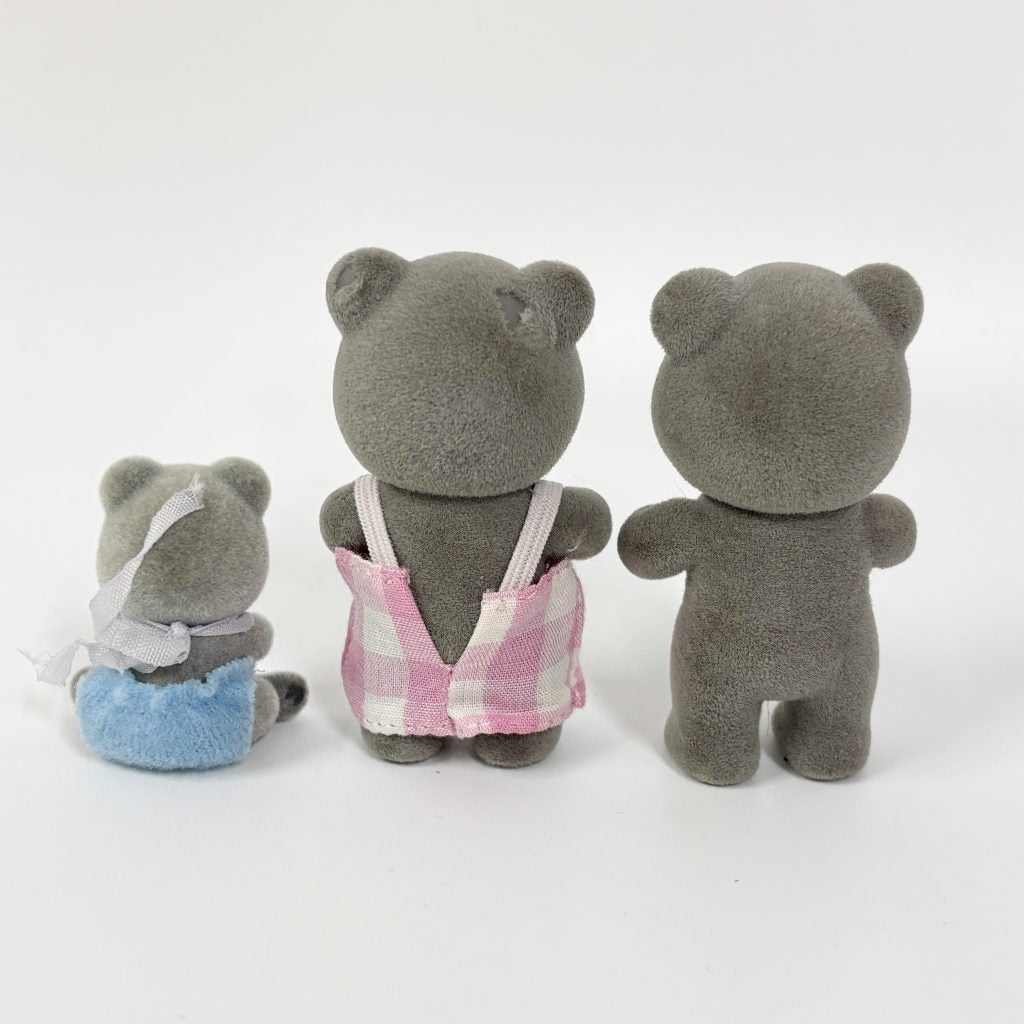 [used] Vintage Evergreen Grey Bear Family Sylvanian Families Calico Critters