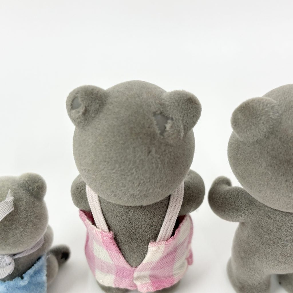 [used] Vintage Evergreen Grey Bear Family Sylvanian Families Calico Critters