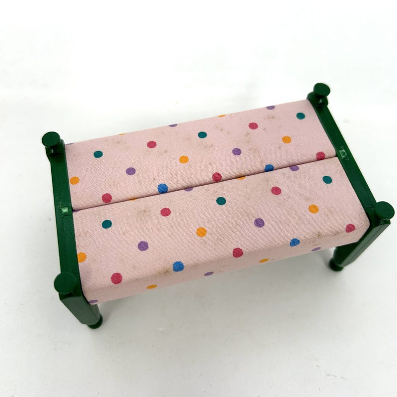 [Used] GREEN BED (M) POLKA DOTS PINK KA-08 Japan Sylvanian Families