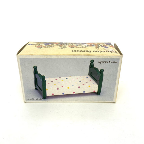 [Used] GREEN BED (M) POLKA DOTS PINK KA-08 Japan Sylvanian Families