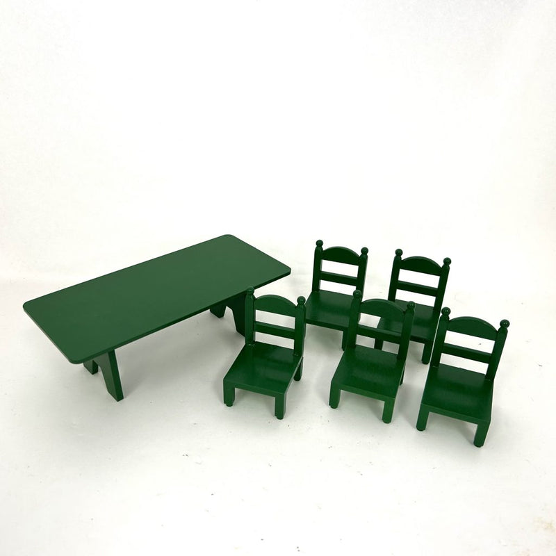 [Used] GREEN FAMILY TABLE & CHAIRS KA-27 Vintage Sylvanian Families