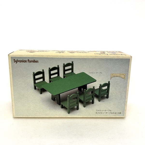 [Used] GREEN FAMILY TABLE & CHAIRS KA-27 Vintage Sylvanian Families