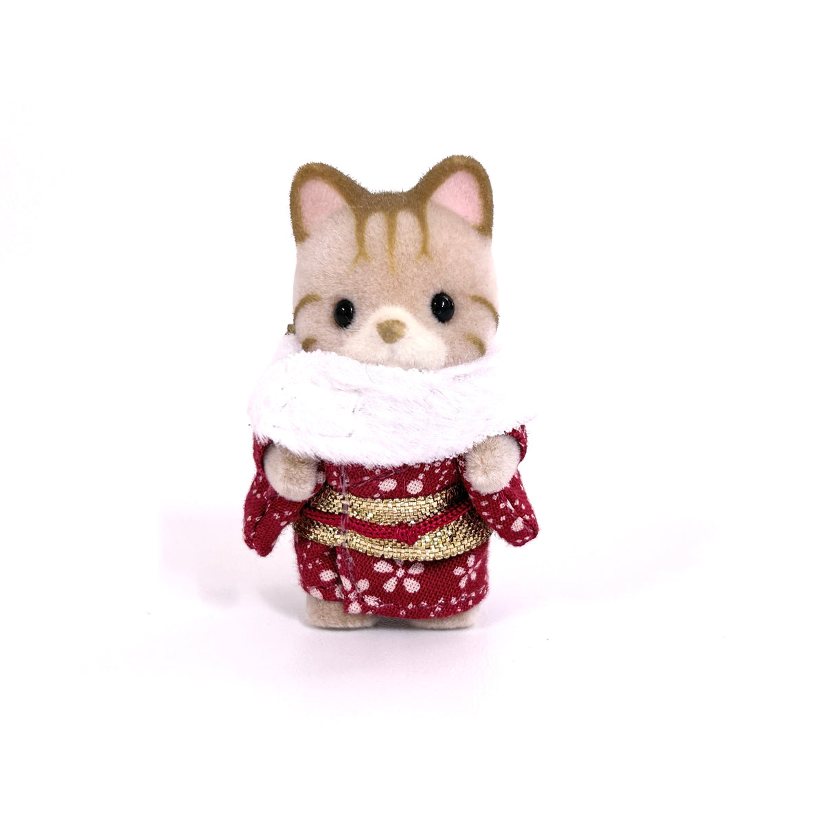 [used] Striped Cat Baby in Kimono Safety Pin Sylvanian Families Calico Critters