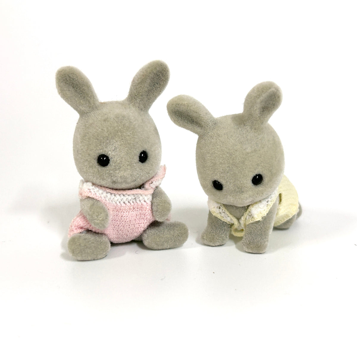 [used] Vintage Grey Rabbit Twins Sylvanian Families Calico Critters