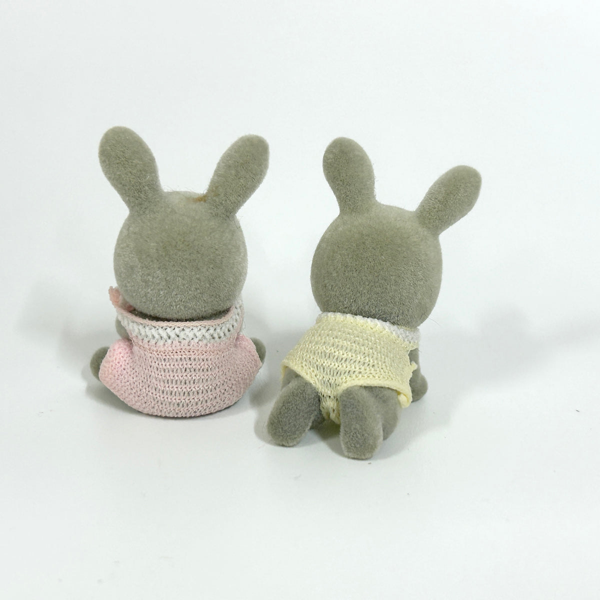 [used] Vintage Grey Rabbit Twins Sylvanian Families Calico Critters