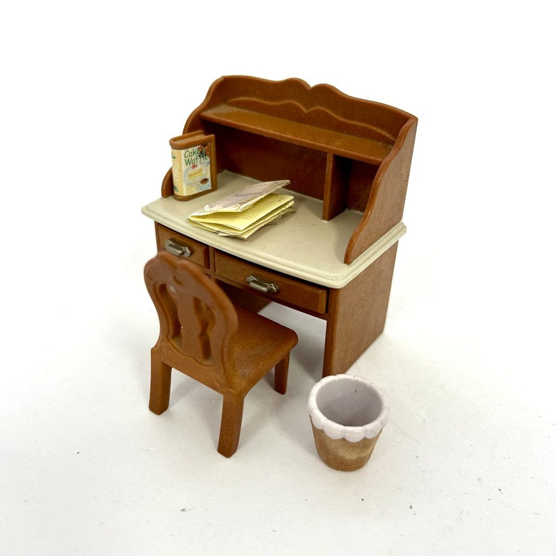 [Used] BROWN DESK SET Epoch Japan Sylvanian Families