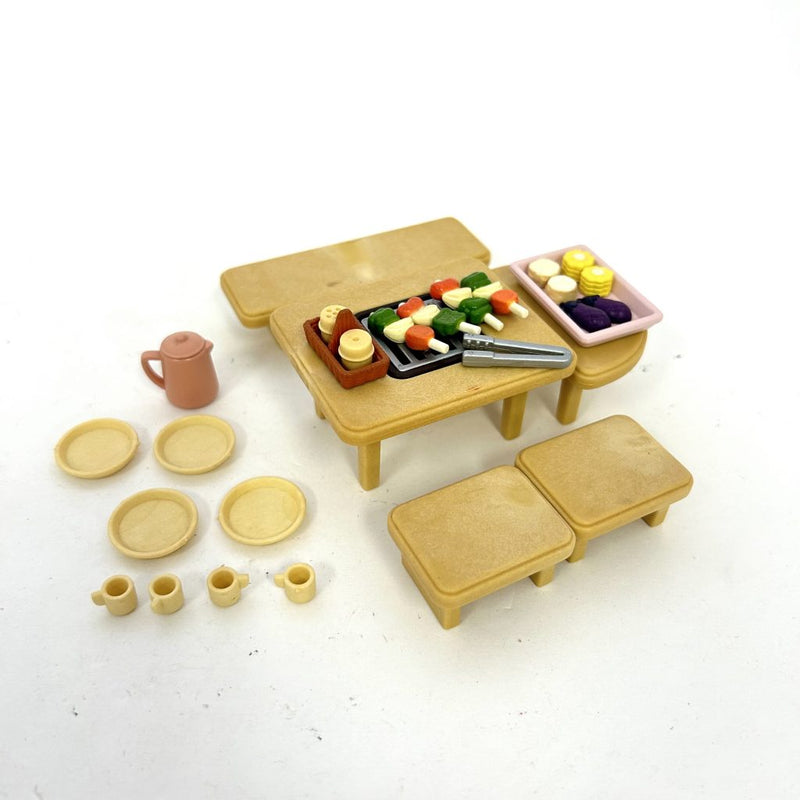 [Used] BARBECUE SET P-02 Calico Clitters 2003 Epoch Japan Sylvanian Families