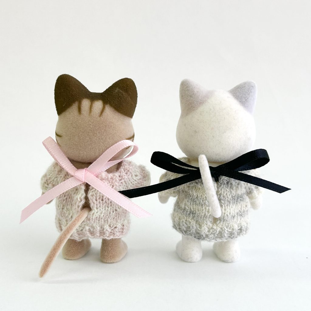 Striped Knit Dress Ribbon Handmade