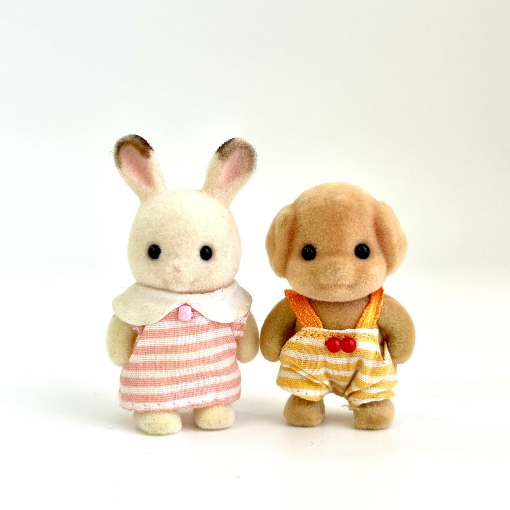 [used] Chocolate Rabbit Baby and Toy Poodle Baby Sylvanian Families Calico Critters